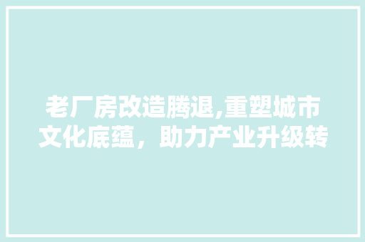 老厂房改造腾退,重塑城市文化底蕴，助力产业升级转型