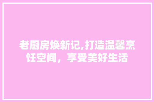 老厨房焕新记,打造温馨烹饪空间，享受美好生活