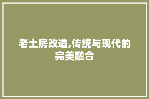 老土房改造,传统与现代的完美融合