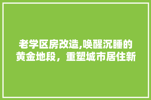 老学区房改造,唤醒沉睡的黄金地段，重塑城市居住新格局