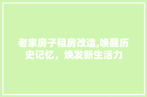 老家房子租房改造,唤醒历史记忆，焕发新生活力