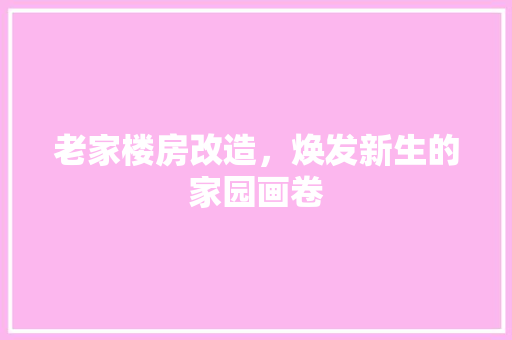 老家楼房改造，焕发新生的家园画卷