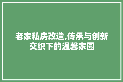 老家私房改造,传承与创新交织下的温馨家园