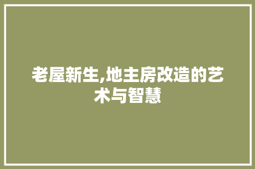 老屋新生,地主房改造的艺术与智慧 综合便民