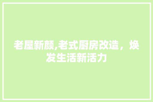 老屋新颜,老式厨房改造，焕发生活新活力