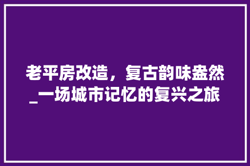 老平房改造，复古韵味盎然_一场城市记忆的复兴之旅