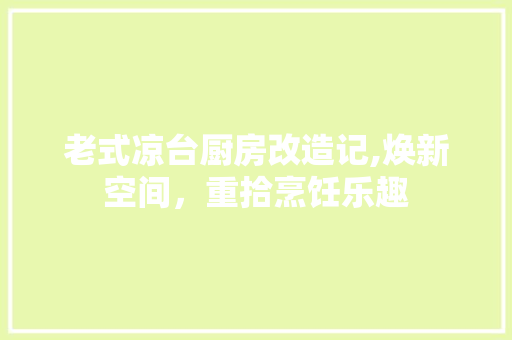 老式凉台厨房改造记,焕新空间，重拾烹饪乐趣 家电维修