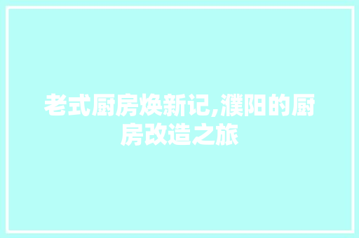 老式厨房焕新记,濮阳的厨房改造之旅