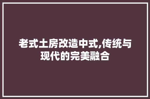 老式土房改造中式,传统与现代的完美融合