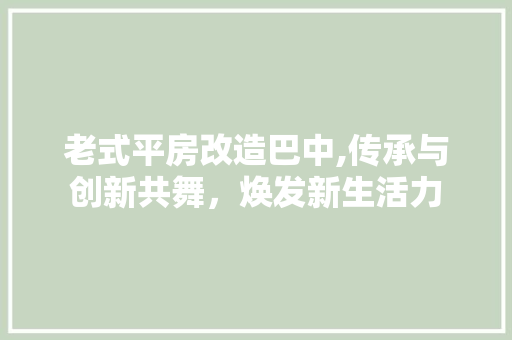 老式平房改造巴中,传承与创新共舞，焕发新生活力