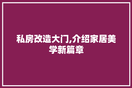 私房改造大门,介绍家居美学新篇章