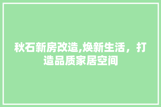 秋石新房改造,焕新生活，打造品质家居空间