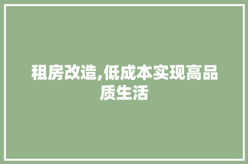 租房改造,低成本实现高品质生活