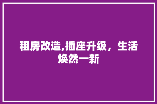 租房改造,插座升级，生活焕然一新