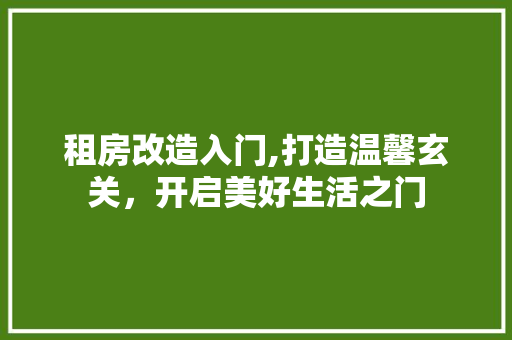 租房改造入门,打造温馨玄关，开启美好生活之门