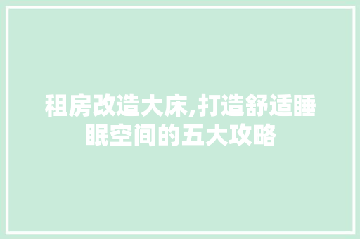 租房改造大床,打造舒适睡眠空间的五大攻略