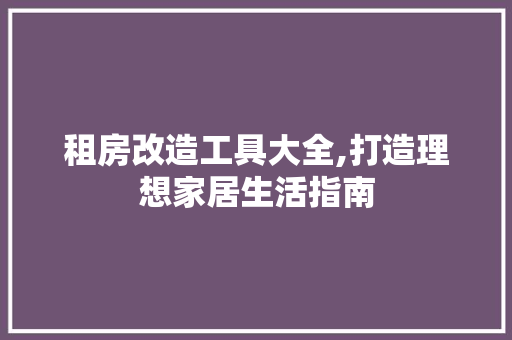 租房改造工具大全,打造理想家居生活指南