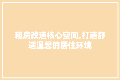 租房改造核心空间,打造舒适温馨的居住环境