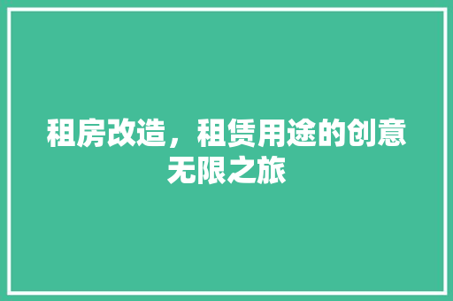 租房改造，租赁用途的创意无限之旅