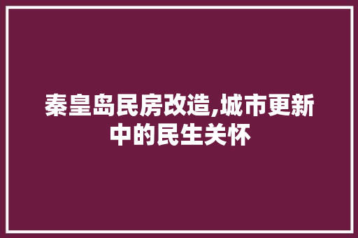 秦皇岛民房改造,城市更新中的民生关怀 汽车维修