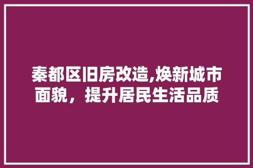 秦都区旧房改造,焕新城市面貌，提升居民生活品质