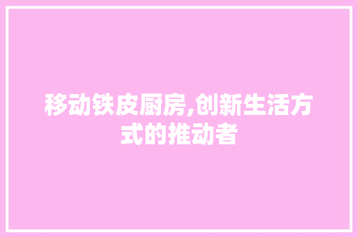 移动铁皮厨房,创新生活方式的推动者