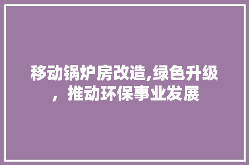 移动锅炉房改造,绿色升级，推动环保事业发展
