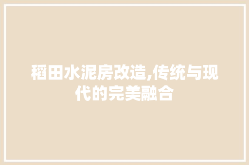 稻田水泥房改造,传统与现代的完美融合