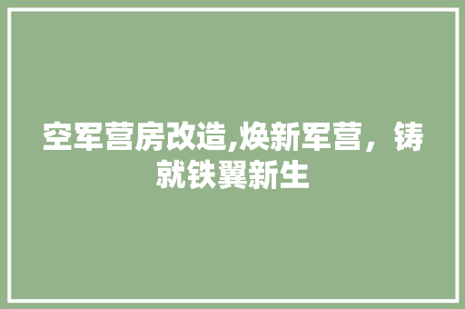 空军营房改造,焕新军营，铸就铁翼新生