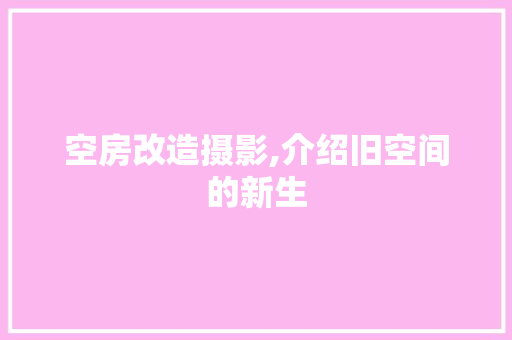 空房改造摄影,介绍旧空间的新生