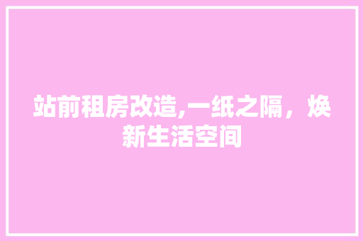 站前租房改造,一纸之隔，焕新生活空间