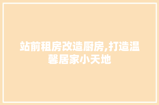站前租房改造厨房,打造温馨居家小天地