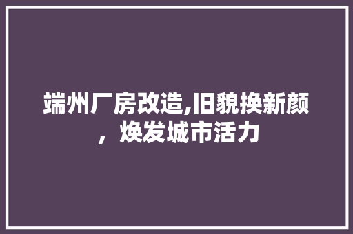 端州厂房改造,旧貌换新颜，焕发城市活力