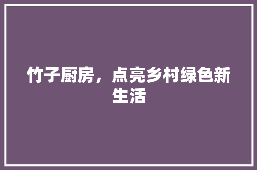 竹子厨房，点亮乡村绿色新生活