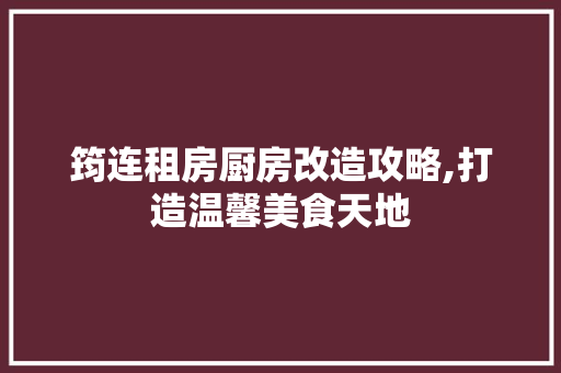 筠连租房厨房改造攻略,打造温馨美食天地
