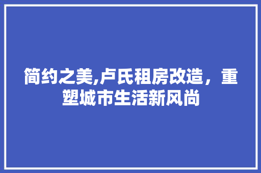 简约之美,卢氏租房改造，重塑城市生活新风尚 综合便民