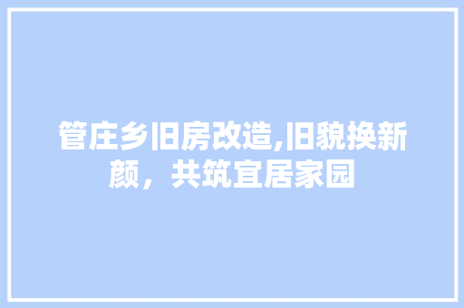 管庄乡旧房改造,旧貌换新颜，共筑宜居家园 墙体维修