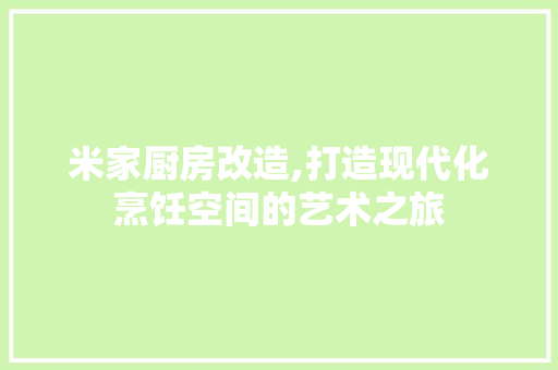 米家厨房改造,打造现代化烹饪空间的艺术之旅