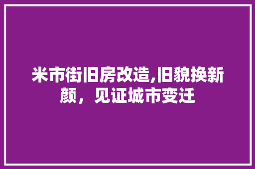 米市街旧房改造,旧貌换新颜，见证城市变迁