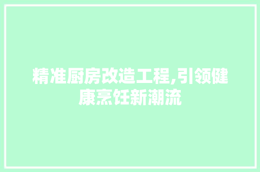 精准厨房改造工程,引领健康烹饪新潮流