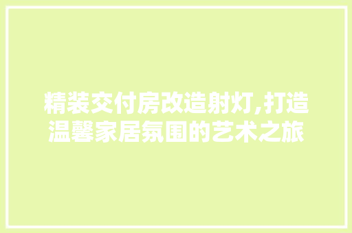 精装交付房改造射灯,打造温馨家居氛围的艺术之旅
