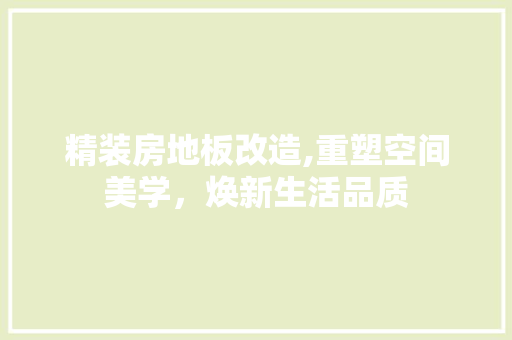 精装房地板改造,重塑空间美学，焕新生活品质