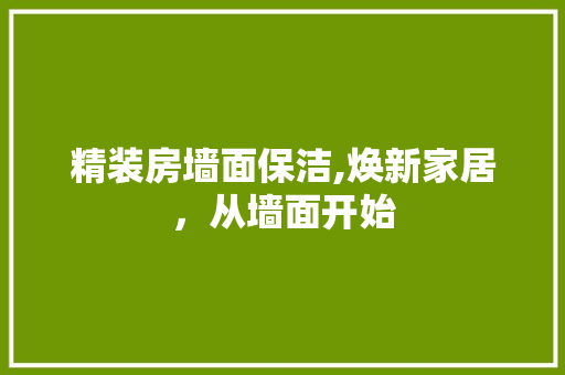 精装房墙面保洁,焕新家居，从墙面开始
