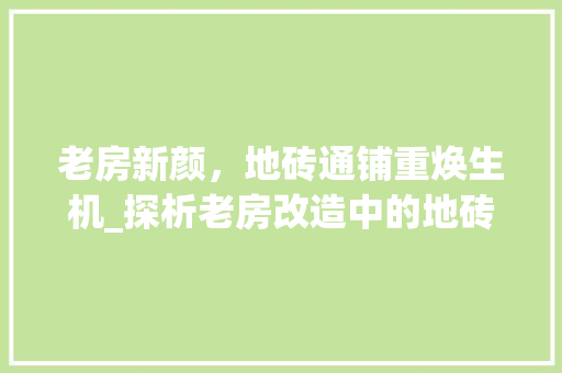 老房新颜，地砖通铺重焕生机_探析老房改造中的地砖通铺艺术 厨房维修