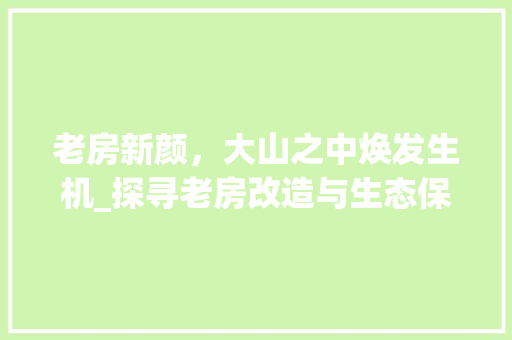 老房新颜，大山之中焕发生机_探寻老房改造与生态保护的双重价值