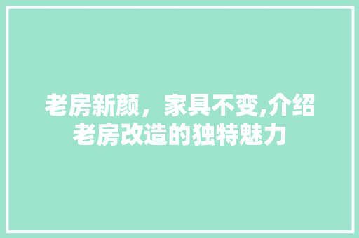 老房新颜，家具不变,介绍老房改造的独特魅力 墙体维修