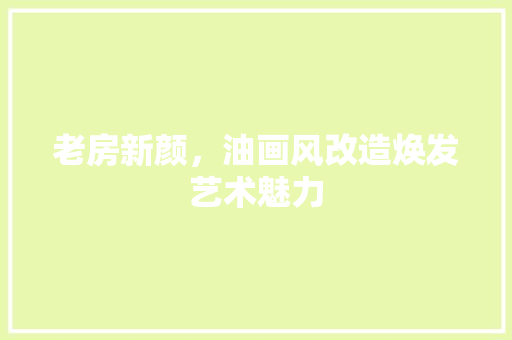 老房新颜，油画风改造焕发艺术魅力