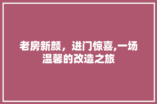 老房新颜，进门惊喜,一场温馨的改造之旅