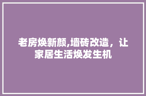 老房焕新颜,墙砖改造，让家居生活焕发生机