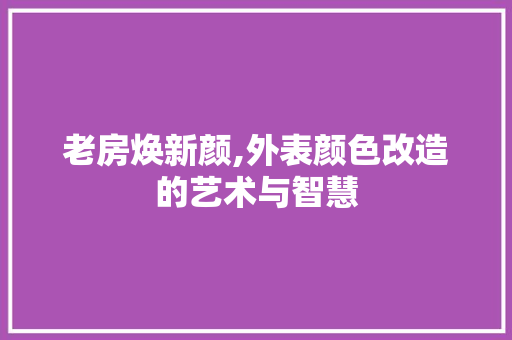 老房焕新颜,外表颜色改造的艺术与智慧